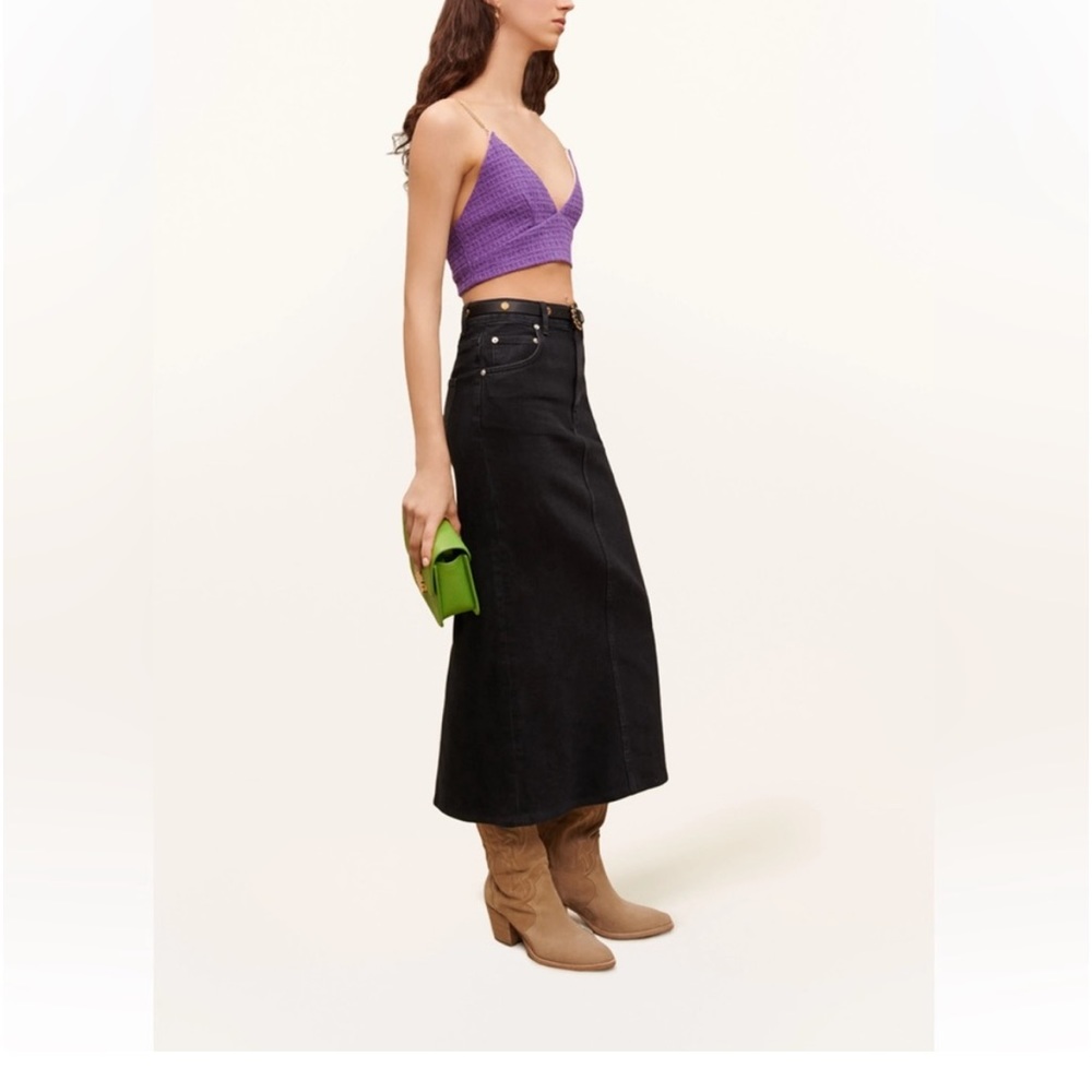 NWT Maje Lapraia Adjustable Chain Strap Purple Tweed Crop Top - Picture 5 of 12